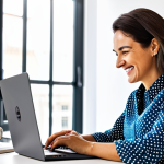 Passionate Content Creator**

"A professional woman in a vibrant, modern office, smiling confidently as she types on a laptop, fully clothed in a stylish blouse and comfortable trousers, surrounded by notebooks and a cup of coffee, reflecting the energy of content creation, appropriate attire, safe for work, perfect anatomy, natural proportions, professional photography, bright and airy lighting, modest and family-friendly."

**