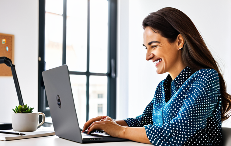 Passionate Content Creator**
"A professional woman in a vibrant, modern office, smiling confidently as she types on a laptop, fully clothed in a stylish blouse and comfortable trousers, surrounded by notebooks and a cup of coffee, reflecting the energy of content creation, appropriate attire, safe for work, perfect anatomy, natural proportions, professional photography, bright and airy lighting, modest and family-friendly."
**