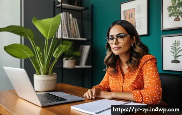 직업적 비전과 목표의 정립 - A professional Brazilian woman in her early 30s, sitting at a modern home office desk with a laptop ...